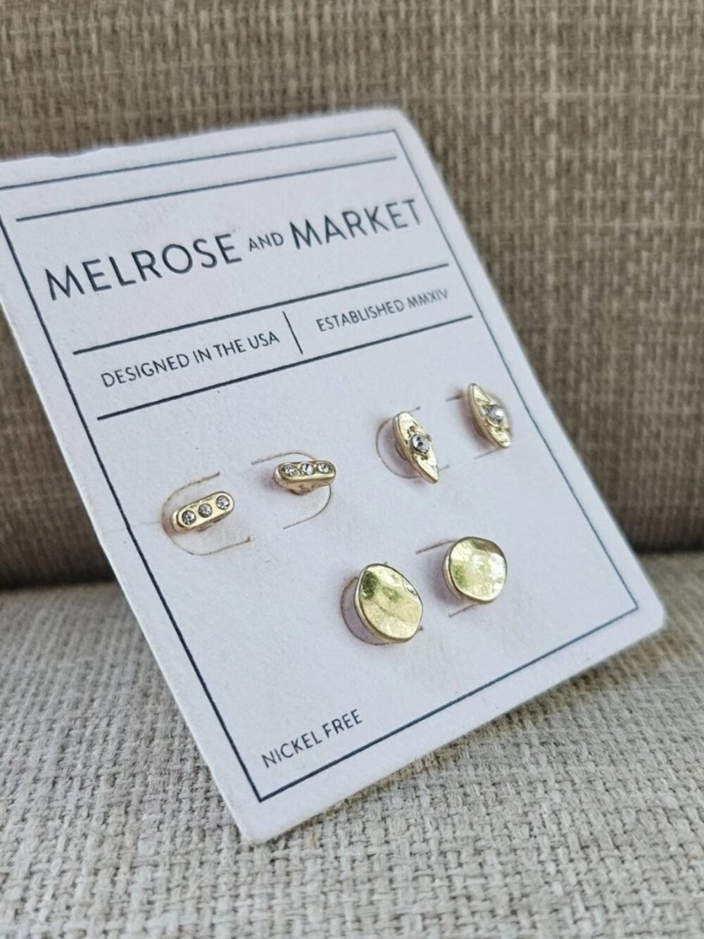 Melrose And Market Earrings Stud Fashion Ear Jewelry Set of 3 Earrings NWT - Picture 3 of 11